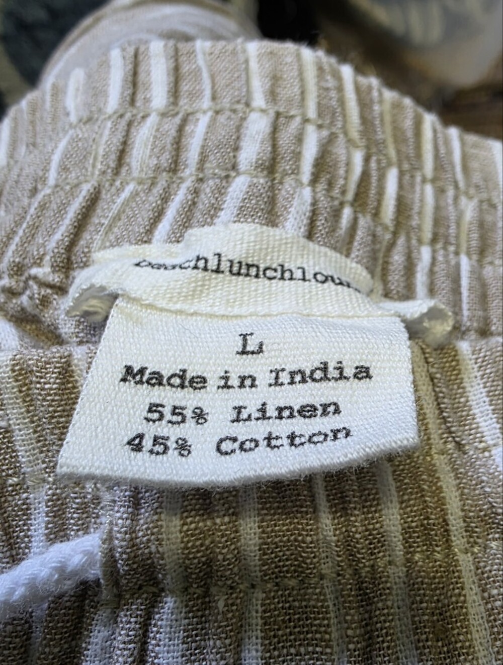 beachlunchlounge Beige and White Striped Cropped Pants - Picture 2 of 2
